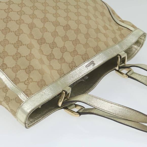 GUCCI GG Canvas Hand Bag Beige Gold Tone 170004 Auth ep2669 - Picture 6 of 16
